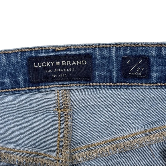 {Lucky Brand} "High Rise Skinny Bridgette" Frayed Hem Button Fly Stretch Jeans - Picture 5 of 7